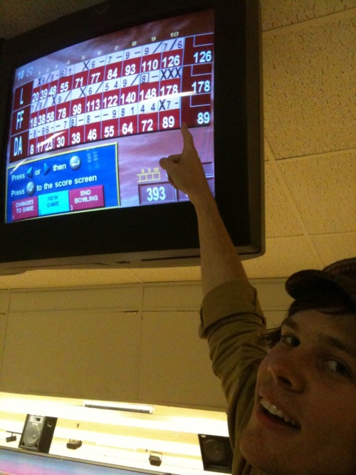 STRIKE FORCE! Frankie Fruit turkeys in the final frame!  We had a blast bowling on our night off with Max (Dolfish) and Dana in Columbus, OH.